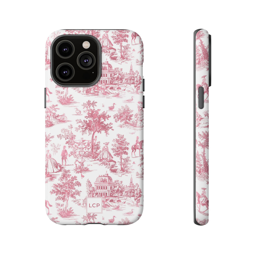 Personalized Custom French Toile Tough Cute Phone Case For Apple iPhone 18, 17, 16, 15 14, Pro Max, Samsung Galaxy S26, S25, S24 Plus Ultra