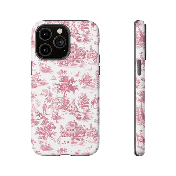 Personalized Custom French Toile Tough Cute Phone Case For Apple iPhone 18, 17, 16, 15 14, Pro Max, Samsung Galaxy S26, S25, S24 Plus Ultra