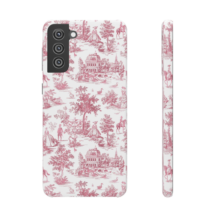 Sleek Snap Pink French Toile Cute Phone Case for iPhone 16 15 14 13 12 11 X Xs Max Xr Pro Plus Samsung Galaxy S24 S23 S22 S21 S20 Note Ultra
