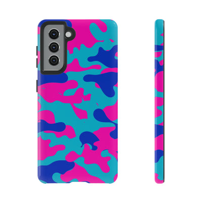 Cute Samsung Phone Case | Aesthetic Samsung Phone Case | Galaxy S23, S22, S21, S20 | Blue Pink Camouflage, Protective Phone Case