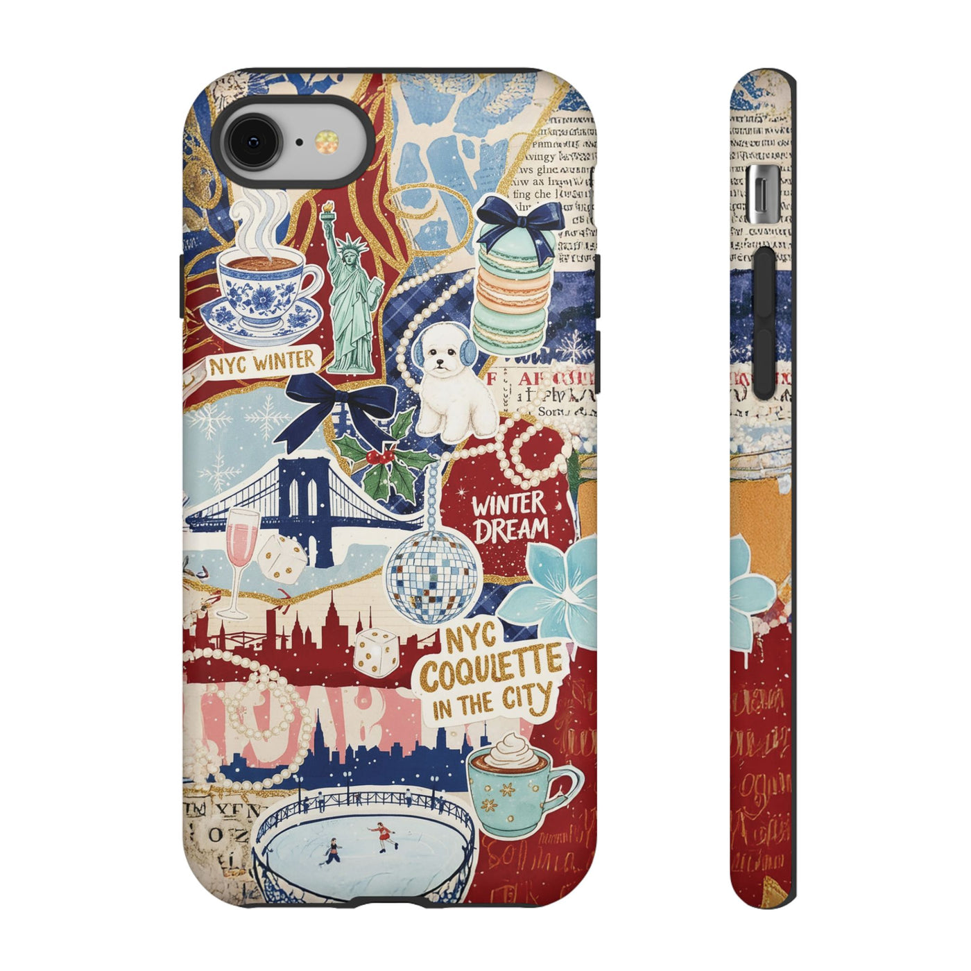 New York Winter Coquette Collage Tough Premium Phone Case - For iPhone 17 Pro Max iPhone 16 Pro iPhone 15 Iphone 14 Plus 13 Pro 12 11 10 XR