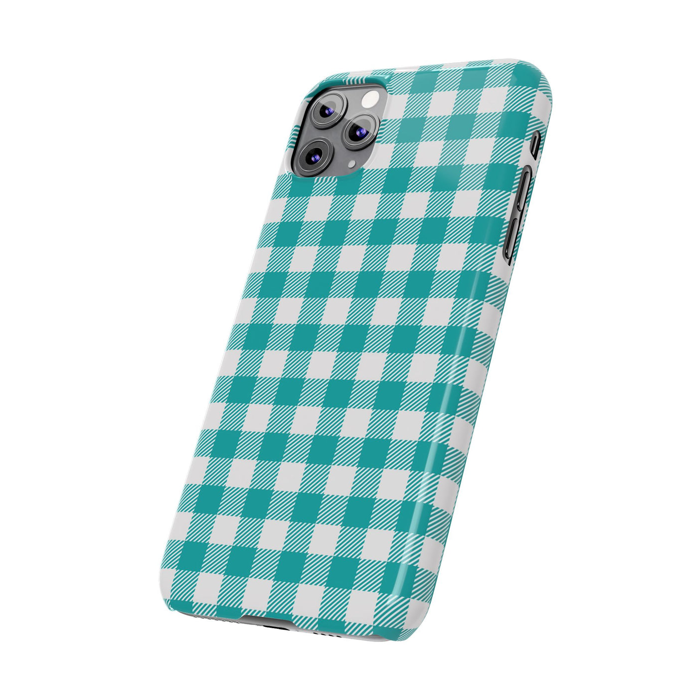 Slim Turquoise Gingham Gift for Her Cute Phone Cases for Iphone 16 Pro Max | iPhone 15 Case | iPhone 15 Pro Max Case, Iphone 14, 13, 12, 11, 10, 8, 7