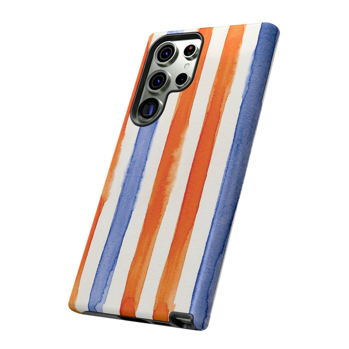 Tough Cute Blue Orange Stripes Phone Case, for IPhone 17 Pro Max | Iphone 17 Air, Iphone 16, IPhone 15, 14 13 12, Samsung Galaxy S26, S25, S24, S23 - Studio40ParkLane