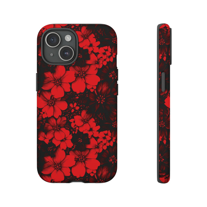 Cute IPhone Case | Red Black Flowers, iPhone 15 Case | iPhone 15 Pro Case, Iphone 14 Case, Iphone 14 Pro Max Case, Protective Iphone Case - Studio40ParkLane