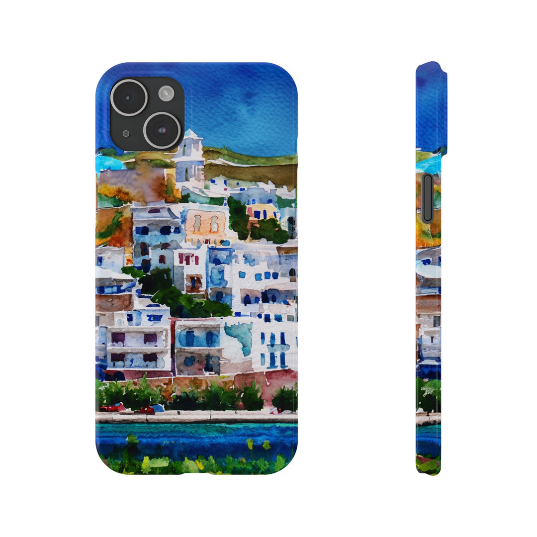 Slim Cute Phone Cases for Iphone | iPhone 15 Case | iPhone 15 Pro Max Case, Iphone 14, Iphone 14 Pro Max, Iphone 13, Colorful Greek House Watercolor - Studio40ParkLane