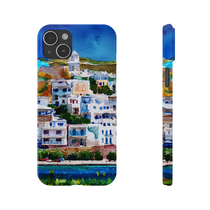 Slim Cute Phone Cases for Iphone | iPhone 15 Case | iPhone 15 Pro Max Case, Iphone 14, Iphone 14 Pro Max, Iphone 13, Colorful Greek House Watercolor - Studio40ParkLane