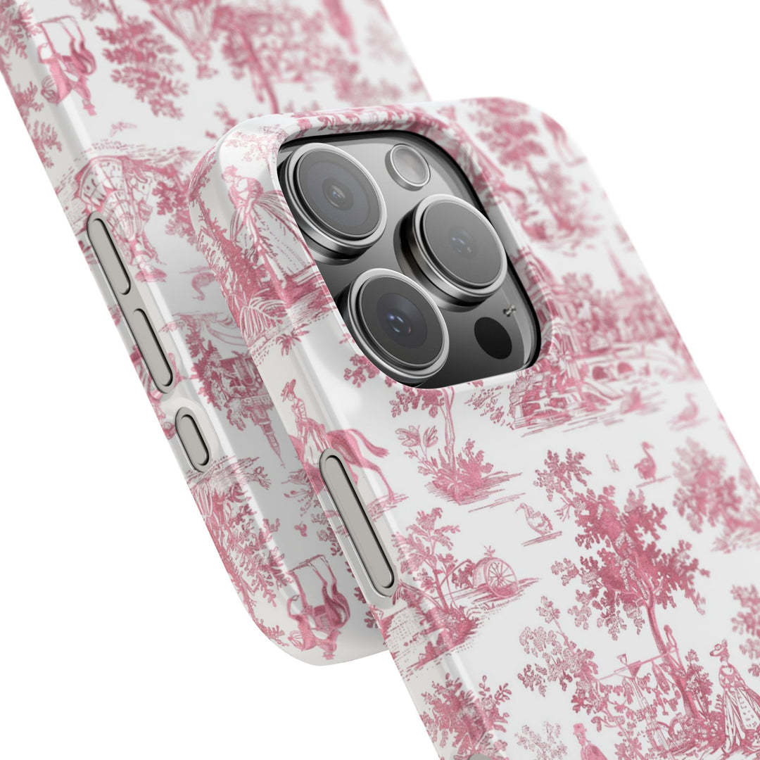 Slim Pink Vintage French Toile Cute Phone Cases for Iphone 16 Pro Max | iPhone 15 Case | iPhone 15 Pro Max Case, Iphone 14, Iphone 14 Pro Max, Iphone 13 12 11 8 7 - Studio40ParkLane