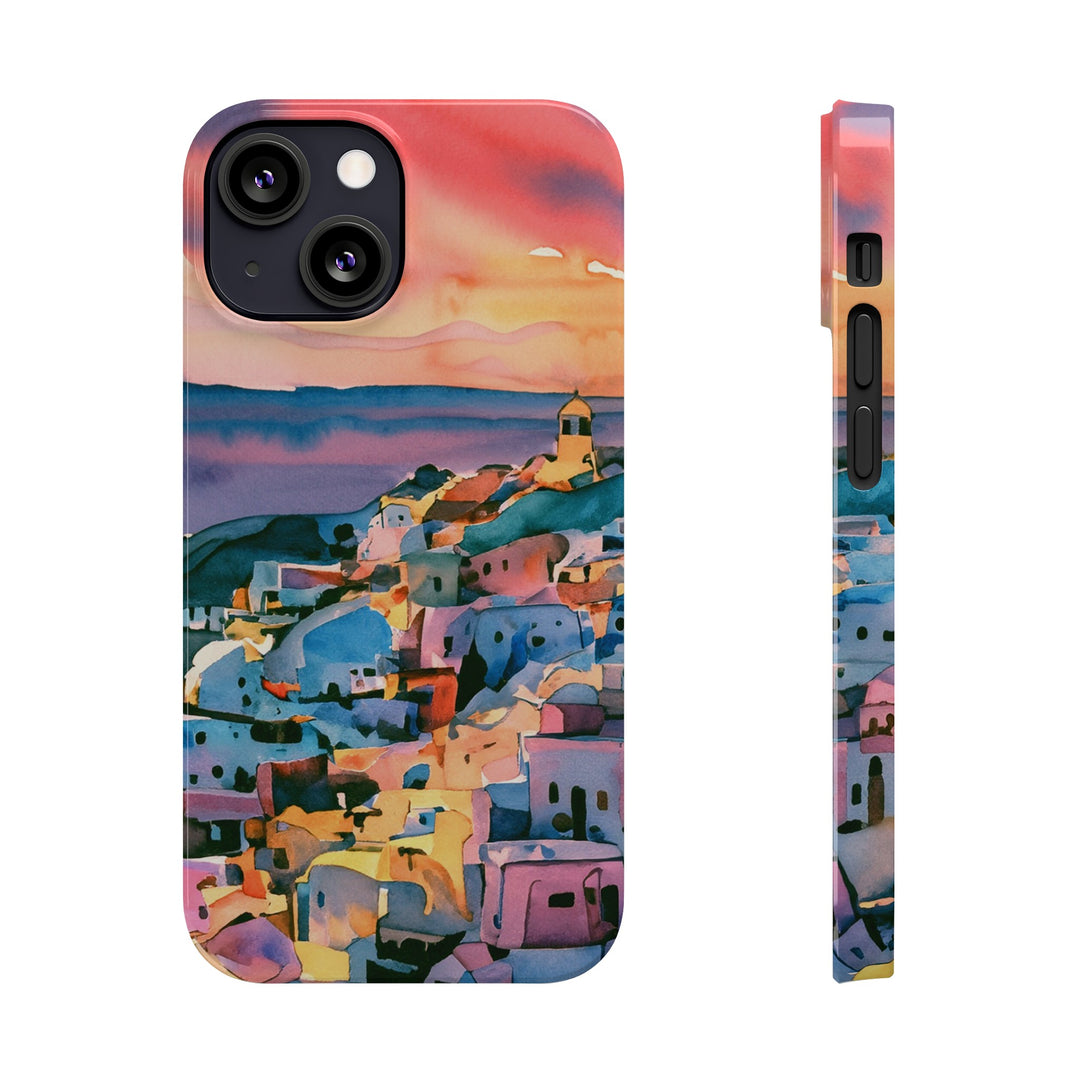 Slim Cute Phone Cases for Iphone | iPhone 15 Case | iPhone 15 Pro Max Case, Iphone 14, Iphone 14 Pro Max, Iphone 13, Colorful Greek House Watercolor - Studio40ParkLane