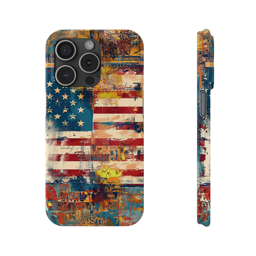 Slim Cute Phone Cases for Iphone | iPhone 15 Case | iPhone 15 Pro Max Case, Iphone 14, Iphone 14 Pro Max, Iphone 13, US Flag Abstract - Studio40ParkLane