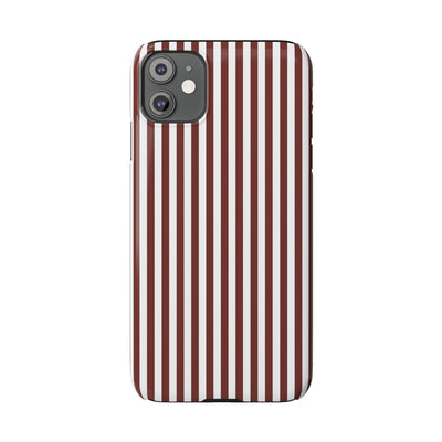 Slim Chocolate Brown Striped Cute Phone Case for Iphone 16 - | iPhone 15 Pro Max Case | iPhone 14 Case Iphone 13 12 11 10 9 8 7 Gift for Her - Studio40ParkLane