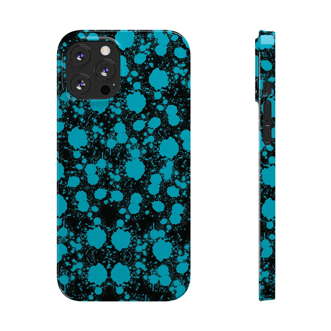 Slim Cute Phone Cases for Iphone - | iPhone 15 Case | iPhone 15 Pro Max Case, Iphone 14 Case, Iphone 14 Pro Max, Iphone 13, Blue Paint Blots Splash - Studio40ParkLane