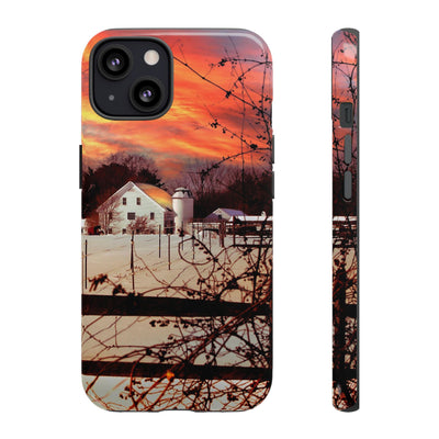 Impact Resistant, Winter Sunset Cute Phone Cases for Samsung S24, S23, S22, S21, IPhone 15 pro Iphone 14 pro Iphone 13 IPhone 12 Iphone 11