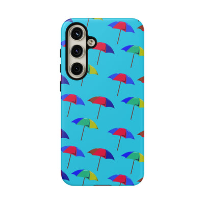 Cute Samsung Phone Case | Aesthetic Samsung Phone Case | Galaxy S23, S22, S21, S20 | Colorful Beach Parasols Blue, Protective Phone Case