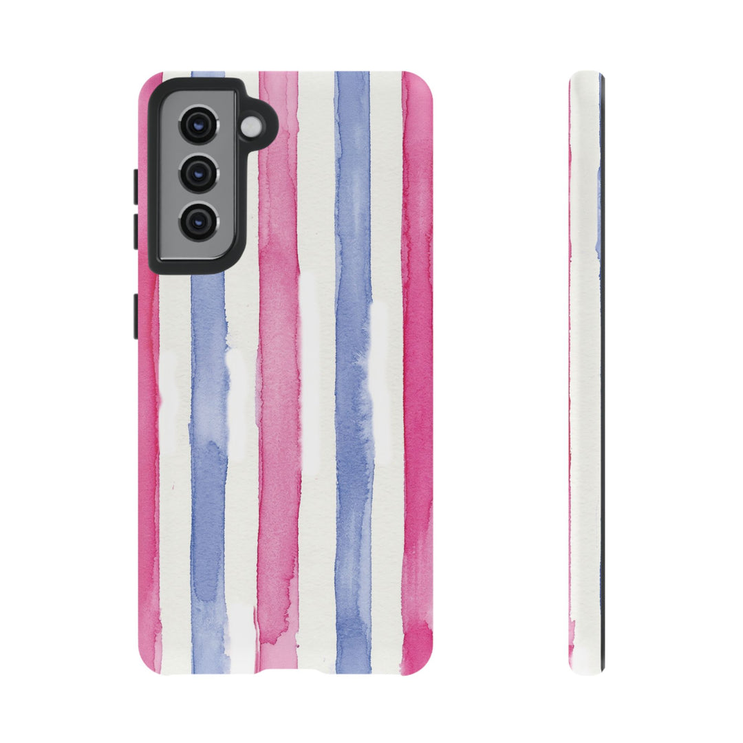 Tough Cute Pink Blue Stripes Phone Case, for IPhone 17 Pro Max | Iphone 17 Air, Iphone 16, IPhone 15, 14 13 12, Samsung Galaxy S26, S25, S24, S23 - Studio40ParkLane