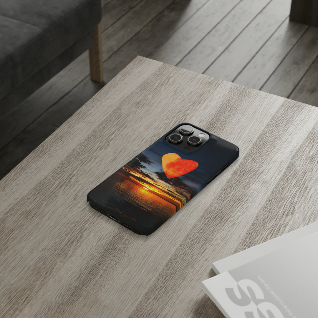 Slim Cute Phone Cases for Iphone - | iPhone 15 Case | iPhone 15 Pro Max Case, Iphone 14 Case, Iphone 14 Pro Max, Iphone 13, Rising Heart Sunset - Studio40ParkLane