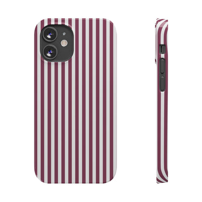 Slim Claret Red Striped Cute Phone Case for Iphone 16 - | iPhone 15 Pro Max Case | iPhone 14 Case Iphone 13 12 11 10 9 8 7 XS X Gift for Her - Studio40ParkLane