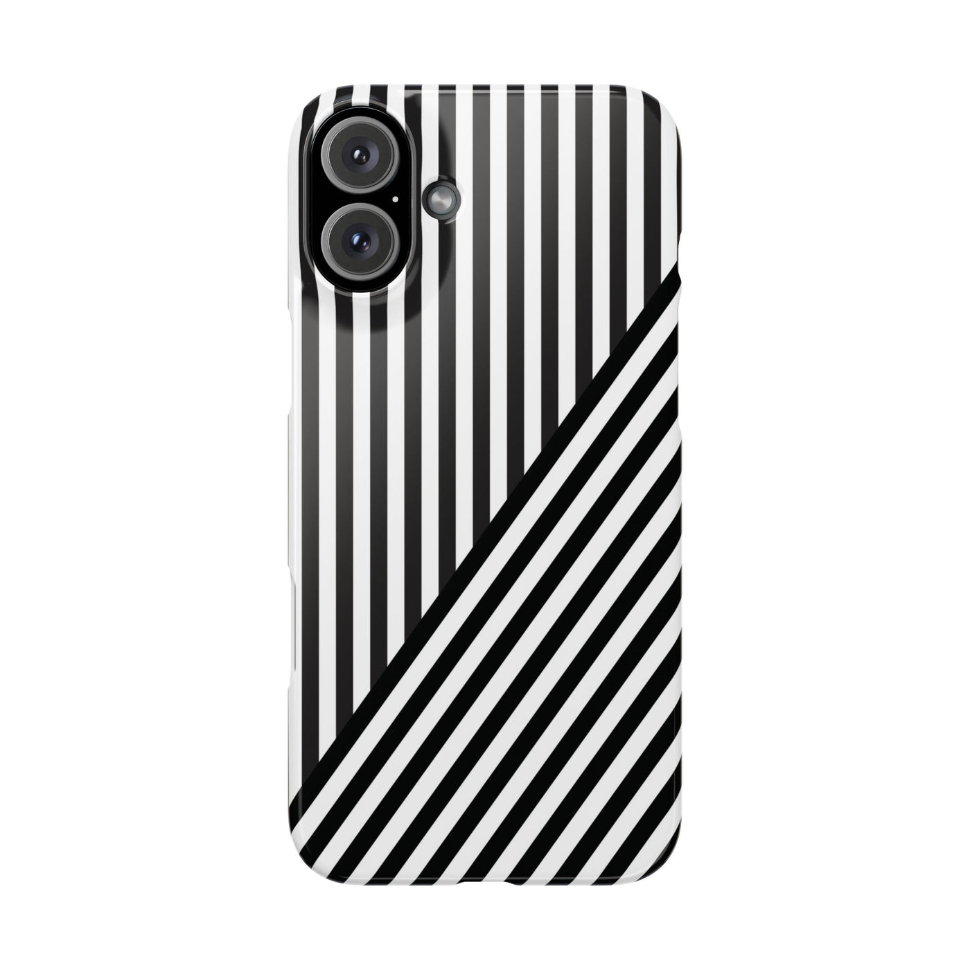 Aesthetic Black White Stripes Cute Phone Case Sleek Snap - For iPhone 17 Pro Max iPhone 16 Pro iPhone 15 Iphone 14 Plus 13 Pro 12 11 10 Gift - Studio40ParkLane