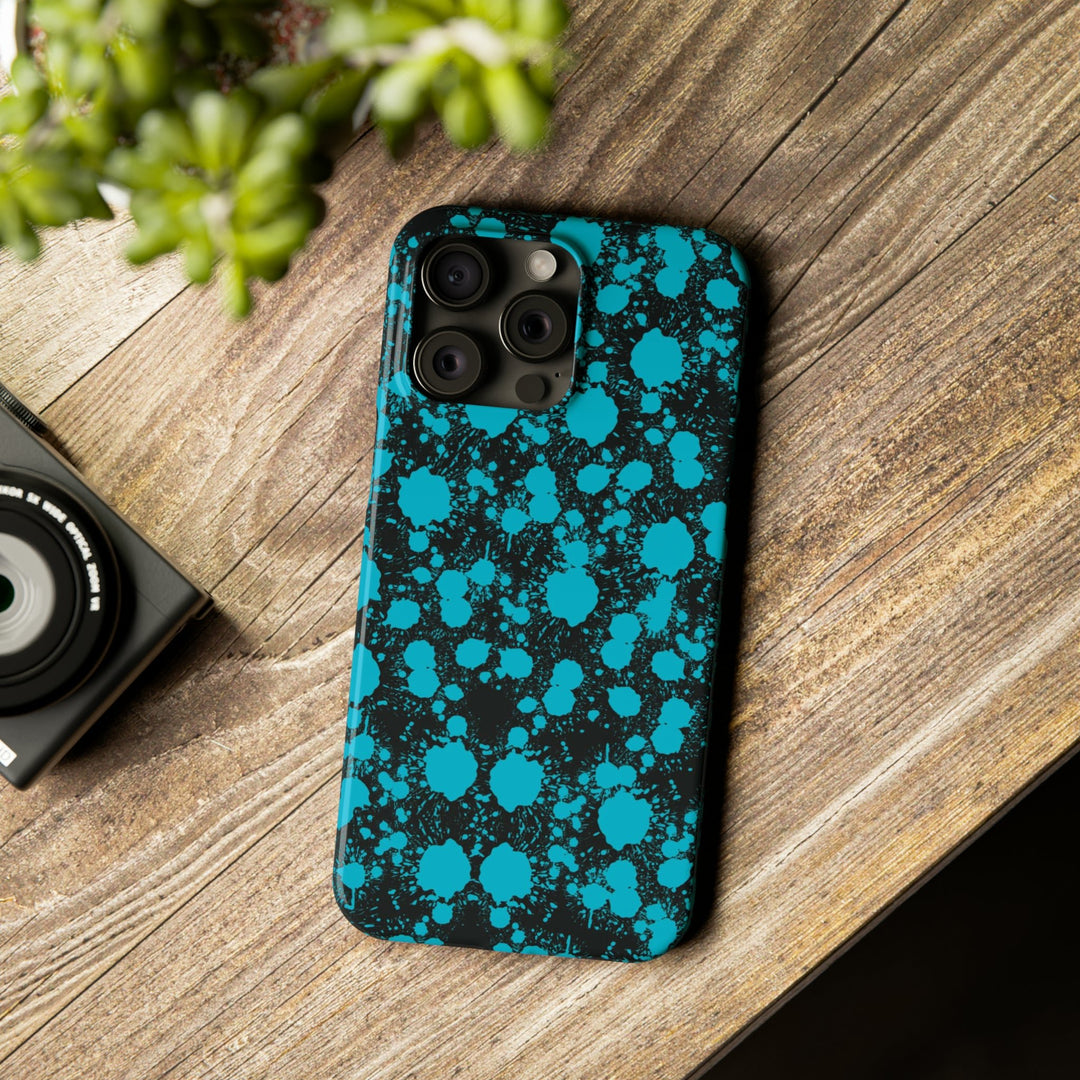 Slim Cute Phone Cases for Iphone - | iPhone 15 Case | iPhone 15 Pro Max Case, Iphone 14 Case, Iphone 14 Pro Max, Iphone 13, Blue Paint Blots Splash - Studio40ParkLane