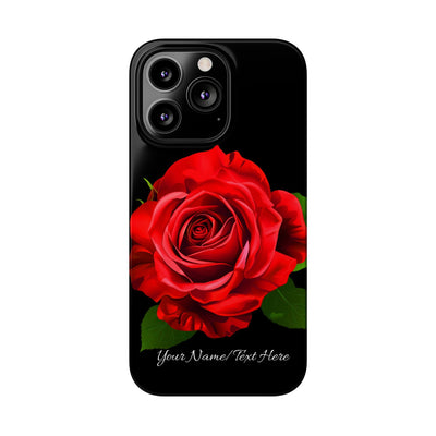 Slim Custom Personalized Red Rose Flowers Gift for Her Cute Phone Cases for Iphone 16 Pro Max | iPhone 15 Case | iPhone 15 Pro Max Case, Iphone 14, Iphone 14 Pro Max, Iphone 13 12 11 8 7