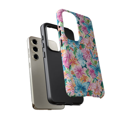 Premium Tough Butterflies Flowers Cute Phone Cases for Samsung S24, S23, S22, S21, S20, Plus and Ultra, Iphone 16 Pro Max,15, 14, 13, 12, 11, 10