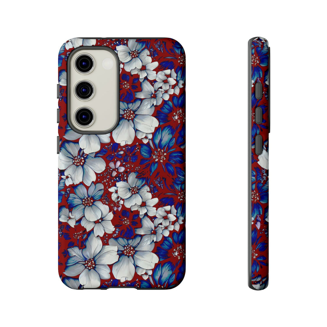 Cute Samsung Phone Case | Aesthetic Samsung Phone Case | Galaxy S23, S22, S21, S20 | Red Blue Flowers, Protective Phone Case - Studio40ParkLane