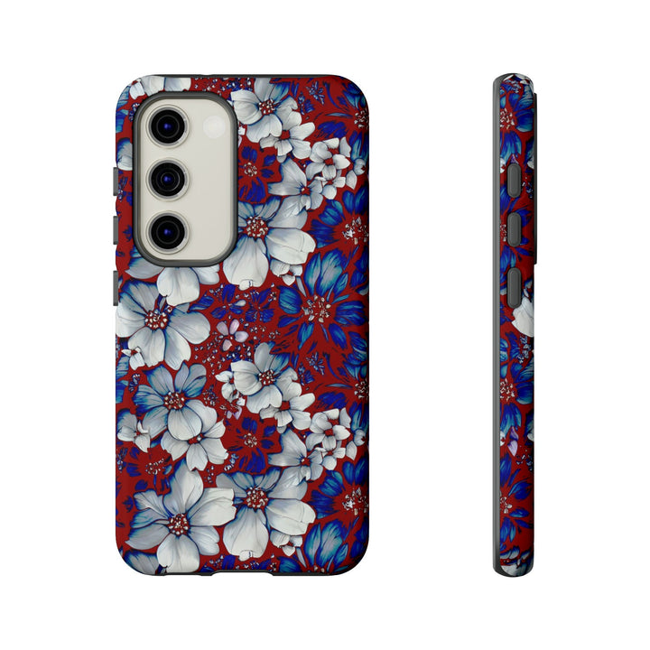 Cute Samsung Phone Case | Aesthetic Samsung Phone Case | Galaxy S23, S22, S21, S20 | Red Blue Flowers, Protective Phone Case - Studio40ParkLane