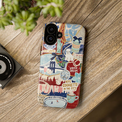 New York Winter Coquette Collage Tough Premium Phone Case - For iPhone 17 Pro Max iPhone 16 Pro iPhone 15 Iphone 14 Plus 13 Pro 12 11 10 XR