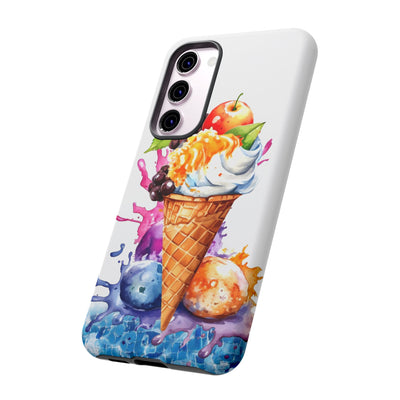 Impact Resistant, Summer Ice Cream Cone, Cute Phone Cases for Samsung S24, S23, S22, S21, IPhone 15 pro Iphone 14 pro Iphone 13 IPhone 12 Iphone 11