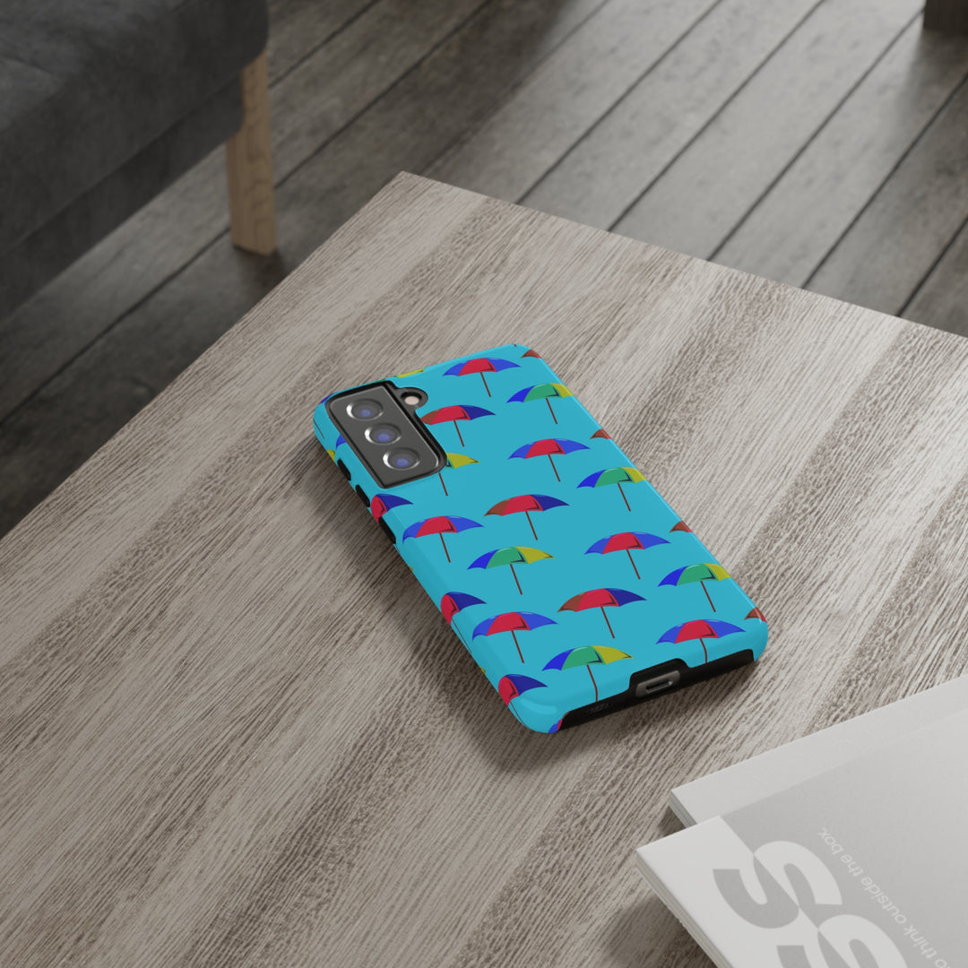 Cute Samsung Phone Case | Aesthetic Samsung Phone Case | Galaxy S23, S22, S21, S20 | Colorful Beach Parasols Blue, Protective Phone Case - Studio40ParkLane