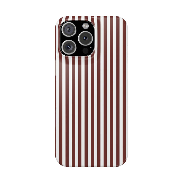 Slim Chocolate Brown Striped Cute Phone Case for Iphone 16 - | iPhone 15 Pro Max Case | iPhone 14 Case Iphone 13 12 11 10 9 8 7 Gift for Her - Studio40ParkLane