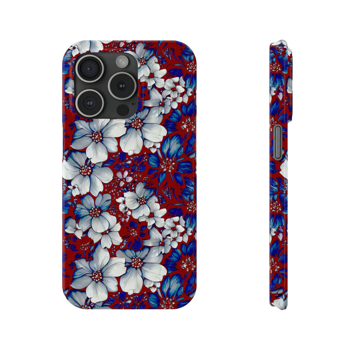 Slim Cute Phone Cases for Iphone - | iPhone 15 Case | iPhone 15 Pro Max Case, Iphone 14 Case, Iphone 14 Pro Max, Iphone 13, Red Blue Flowers - Studio40ParkLane