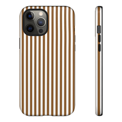 Tough Premium Mocca Brown Stripes Phone Case Gift for Her - For Apple iPhone 16 Pro Max 16e iPhone 15 Pro iPhone Iphone 14 Plus 13 Pro 12 SE XR - Studio40ParkLane