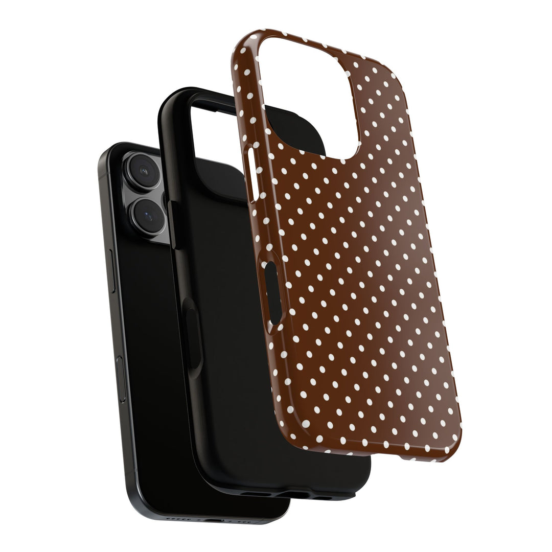 Aesthetic Tough Mocha Brown Polka Dots Premium Phone Case - For iPhone 17 Pro Max iPhone 16 Pro iPhone 15 Iphone 14 Plus 13 Pro 12 11 10 - Studio40ParkLane