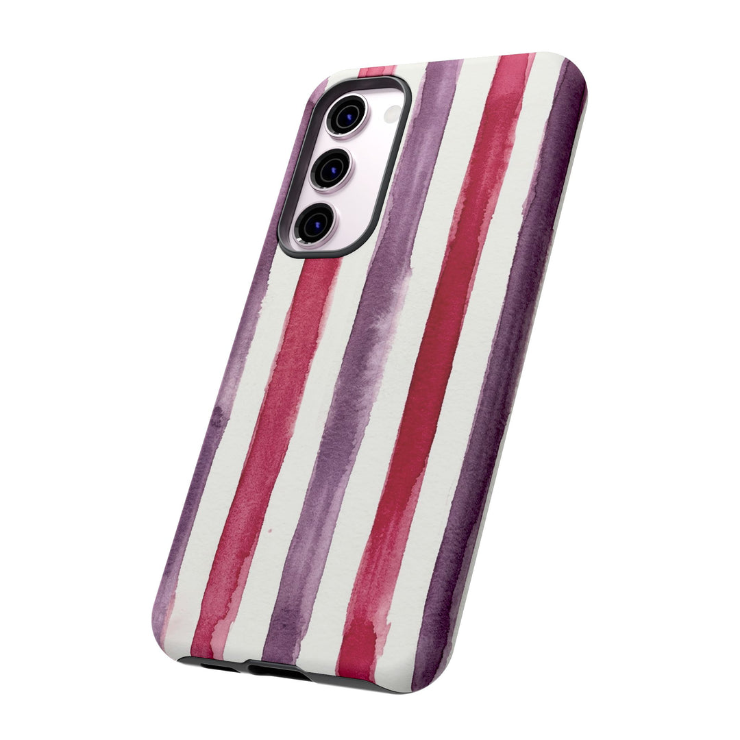 Tough Cute Wine Red Purple Stripes Phone Case, for IPhone 17 Pro Max | Iphone 17 Air, Iphone 16, IPhone 15, 14 13 12, Samsung Galaxy S26, S25, S24, S23 - Studio40ParkLane