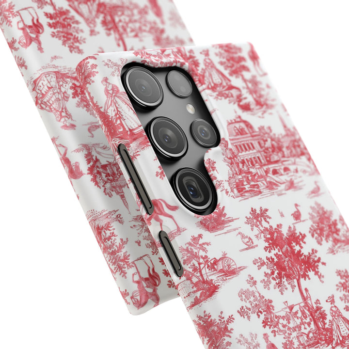 Snap French Toile Personalized Initial Custom Gift for Her Cute Phone Cases for Samsung S24, S23, S22, S21, S20, Plus and Ultra and Iphone, 16, 15, 14, 13, 12, 11. 10 - Studio40ParkLane