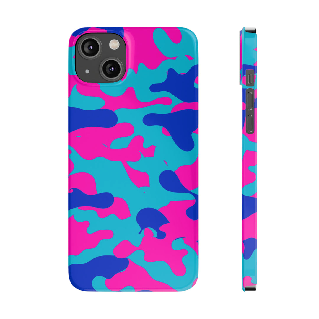 Slim Cute Phone Cases for Iphone - | iPhone 15 Case | iPhone 15 Pro Max Case, Iphone 14 Case, Iphone 14 Pro Max, Iphone 13, Blue Pink Camouflage - Studio40ParkLane