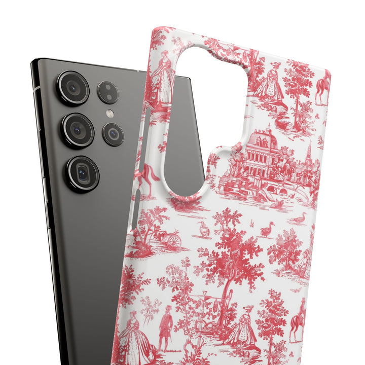 Snap French Toile Personalized Initial Custom Gift for Her Cute Phone Cases for Samsung S24, S23, S22, S21, S20, Plus and Ultra and Iphone, 16, 15, 14, 13, 12, 11. 10 - Studio40ParkLane