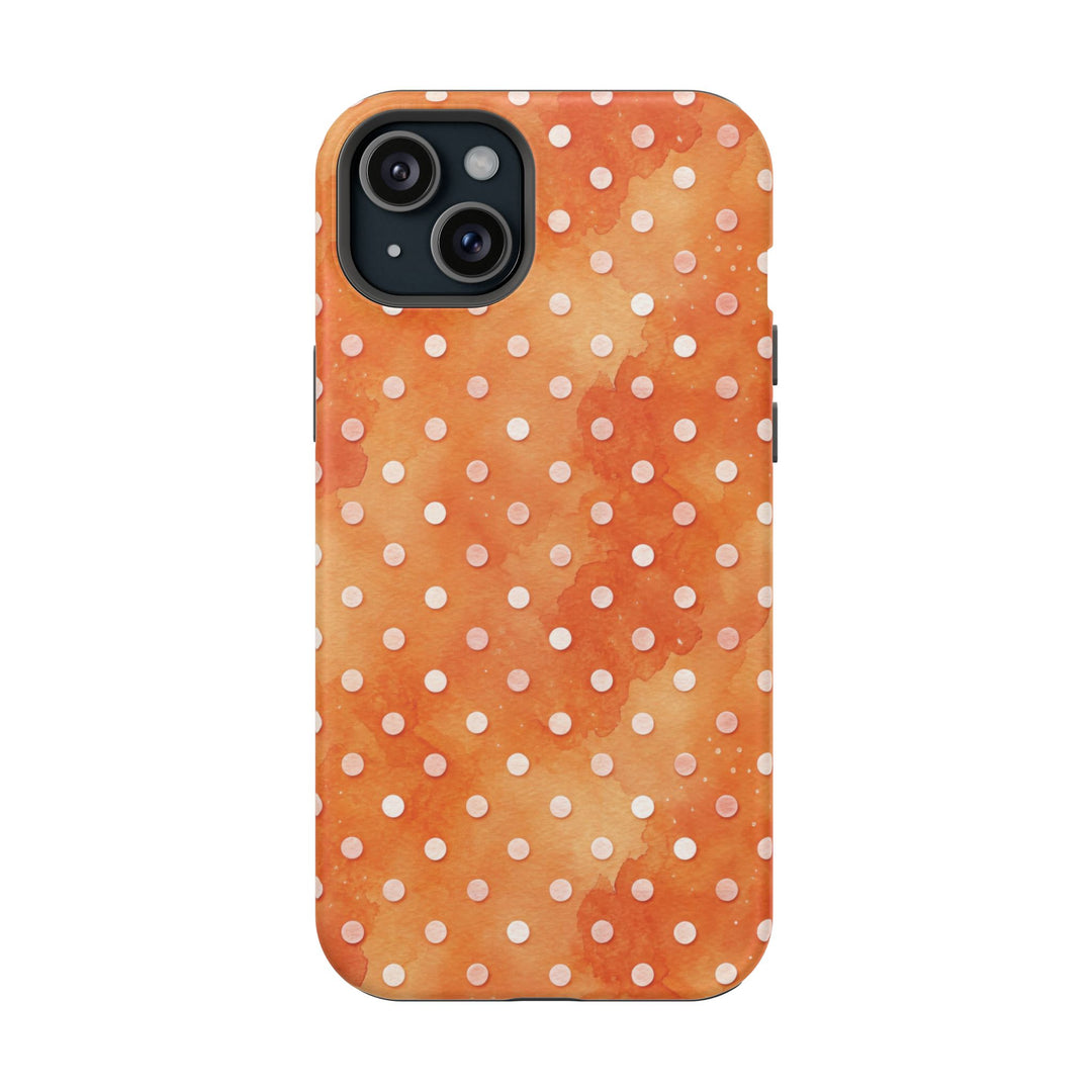 Aesthetic Tough Magsafe Orange Polka Dots Phone Case - For iPhone 17 Pro Max iPhone 16 Pro iPhone 15 Iphone 14 Plus 13 Pro 12 11 10 XR - Studio40ParkLane