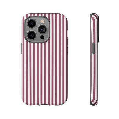 Tough Premium Old Claret Stripes Phone Case Gift for Her - For Apple iPhone 16 Pro Max 16e iPhone 15 Pro iPhone Iphone 14 Plus 13 Pro 12 SE XR - Studio40ParkLane