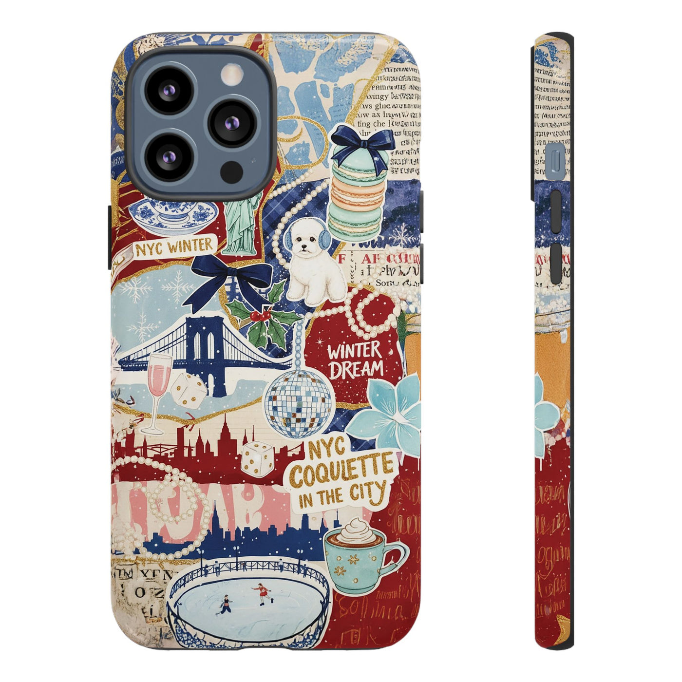 New York Winter Coquette Collage Tough Premium Phone Case - For iPhone 17 Pro Max iPhone 16 Pro iPhone 15 Iphone 14 Plus 13 Pro 12 11 10 XR