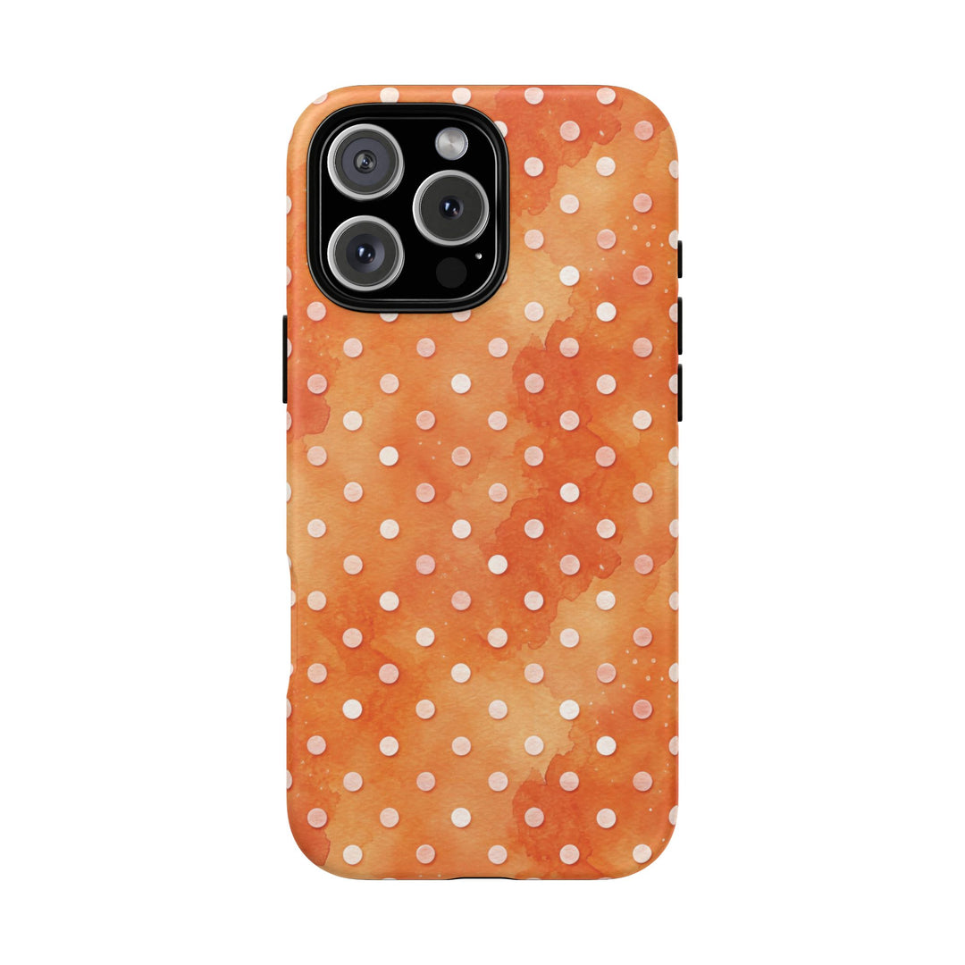 Aesthetic Tough Orange Polka Dots Watercolor Phone Case - For iPhone 17 Pro Max iPhone 16 Pro iPhone 15 Iphone 14 Plus 13 Pro 12 11 10 XR - Studio40ParkLane
