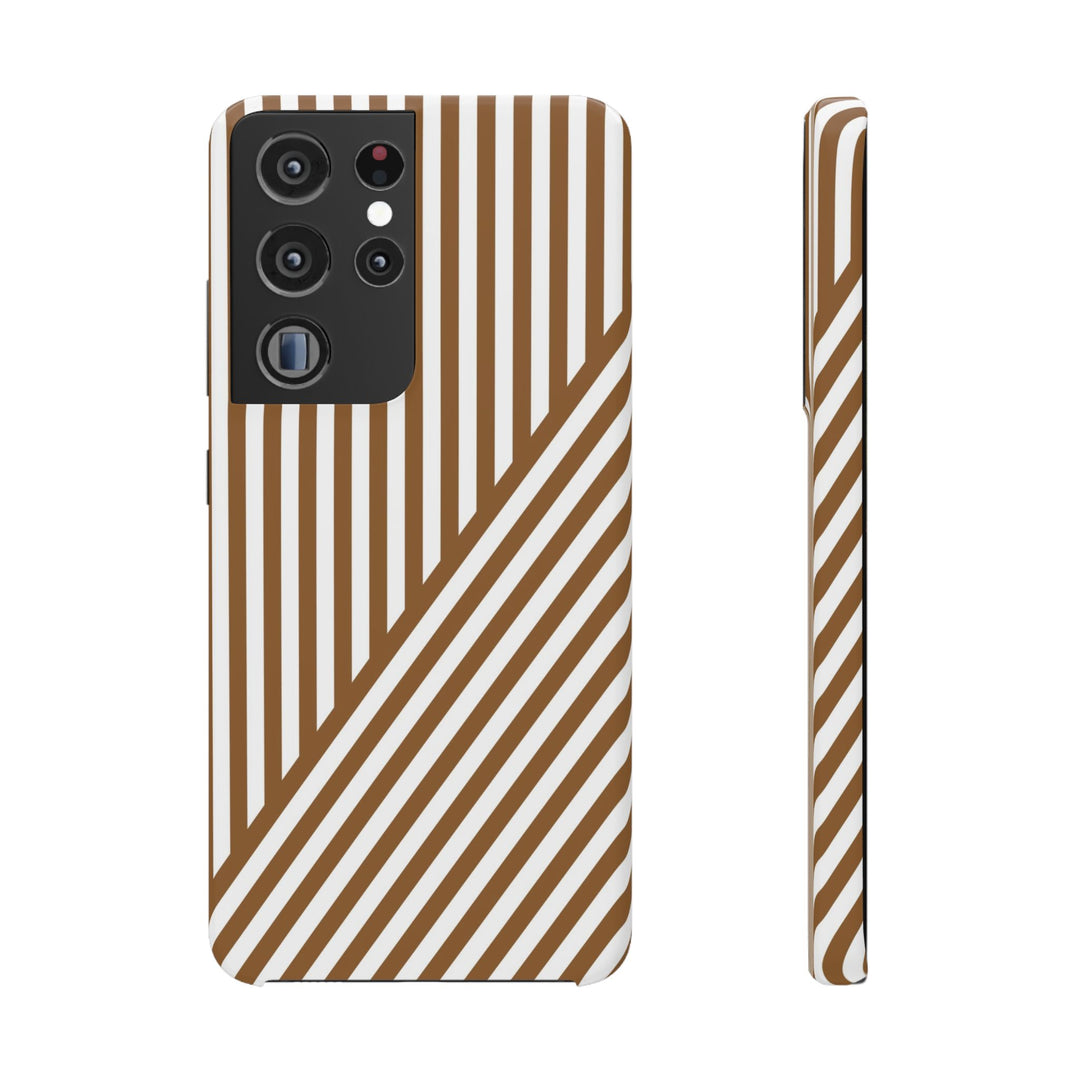 Aesthetic Mocha Brown Stripes Cute Phone Case Sleek Snap - For iPhone 17 Pro Max iPhone 16 Pro iPhone 15 Iphone 14 Plus 13 Pro 12 11 10 Gift - Studio40ParkLane