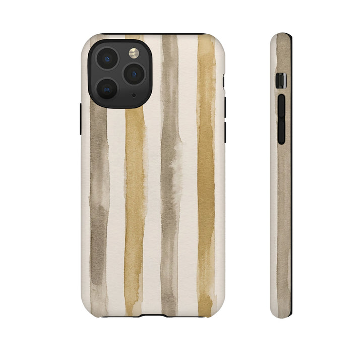 Tough Cute Brown Beige Stripes Phone Case, for IPhone 17 Pro Max | Iphone 17 Air, Iphone 16, IPhone 15, 14 13 12, Samsung Galaxy S26, S25, S24, S23 - Studio40ParkLane
