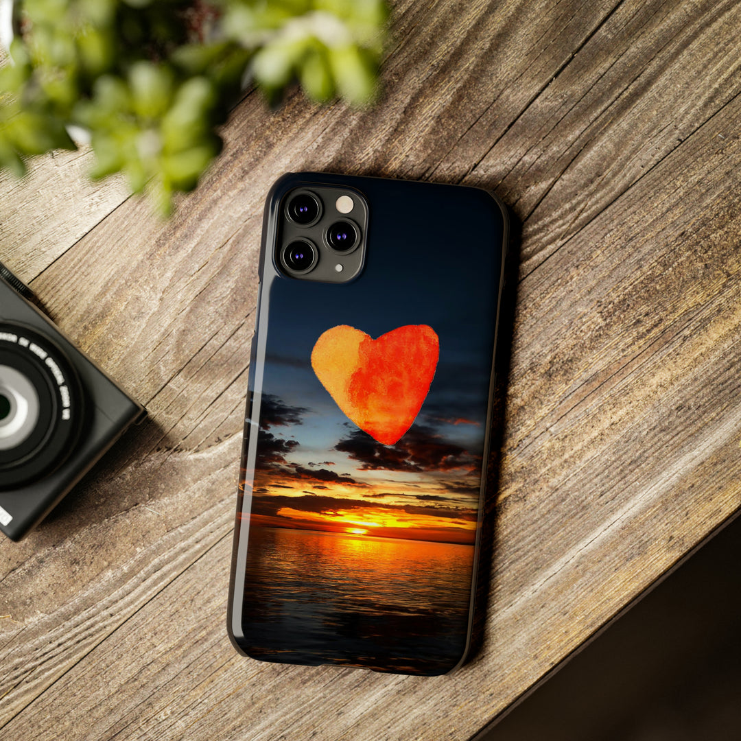Slim Cute Phone Cases for Iphone - | iPhone 15 Case | iPhone 15 Pro Max Case, Iphone 14 Case, Iphone 14 Pro Max, Iphone 13, Rising Heart Sunset - Studio40ParkLane
