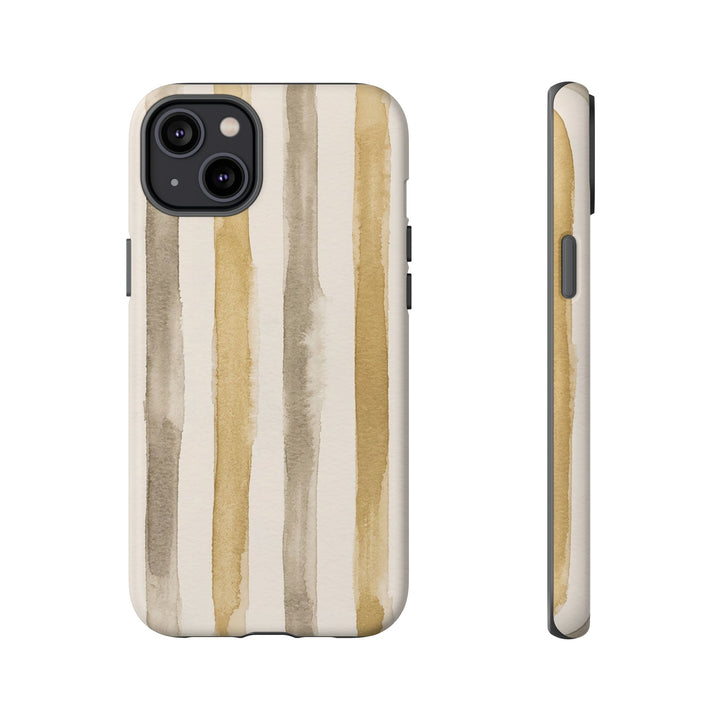 Tough Cute Brown Beige Stripes Phone Case, for IPhone 17 Pro Max | Iphone 17 Air, Iphone 16, IPhone 15, 14 13 12, Samsung Galaxy S26, S25, S24, S23 - Studio40ParkLane