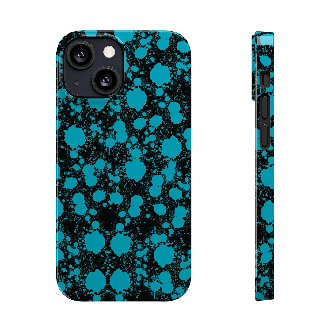 Slim Cute Phone Cases for Iphone - | iPhone 15 Case | iPhone 15 Pro Max Case, Iphone 14 Case, Iphone 14 Pro Max, Iphone 13, Blue Paint Blots Splash - Studio40ParkLane