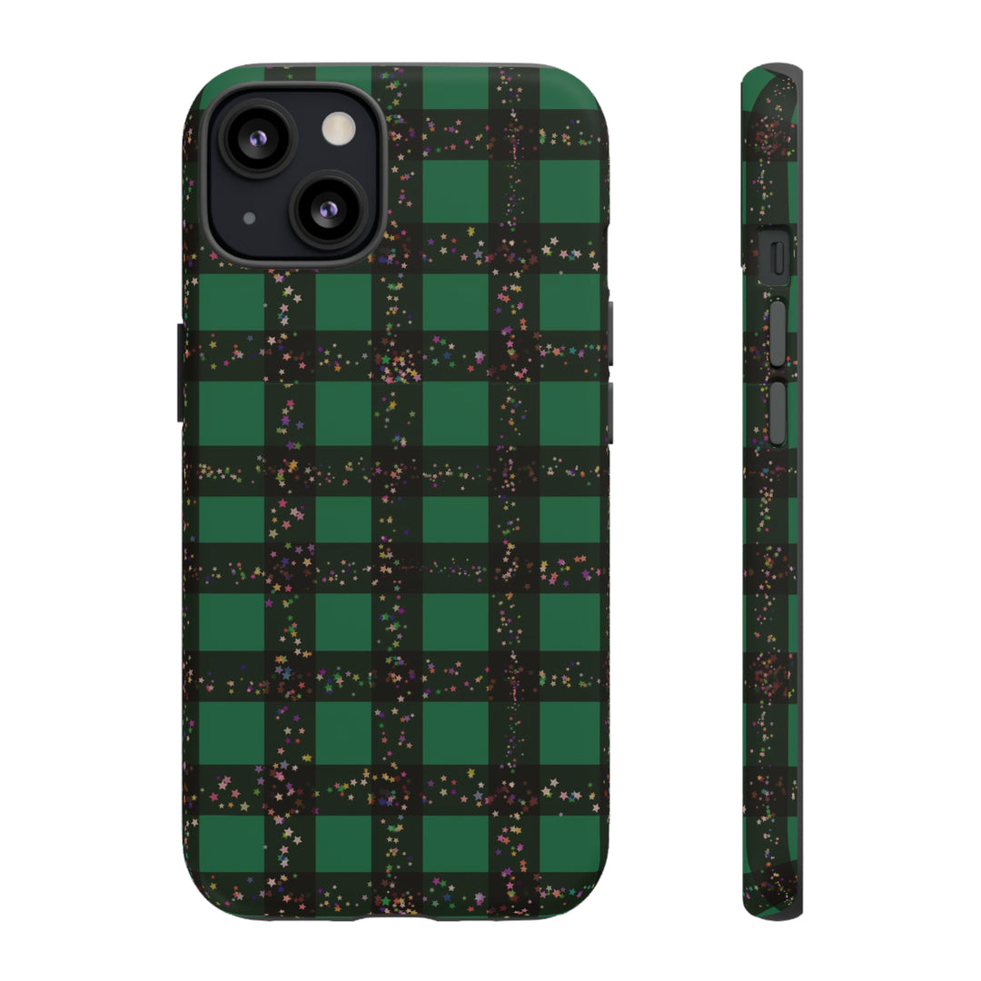 Cute IPhone Case | iPhone 15 Case | iPhone 15 Pro Max Case, Iphone 14 Case, Iphone 14 Pro Max Case IPhone Case for Art Lovers, Green Festive Plaid - Studio40ParkLane