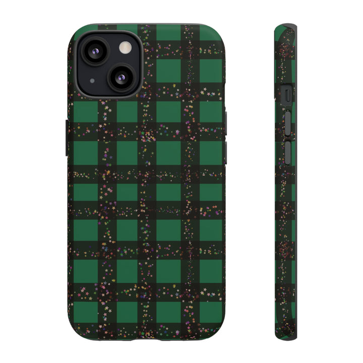 Cute IPhone Case | iPhone 15 Case | iPhone 15 Pro Max Case, Iphone 14 Case, Iphone 14 Pro Max Case IPhone Case for Art Lovers, Green Festive Plaid - Studio40ParkLane