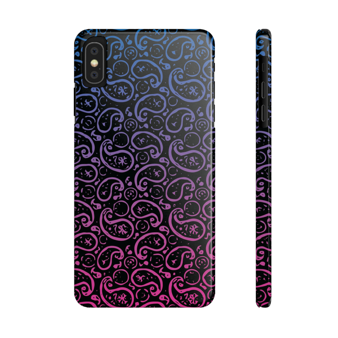 Slim Cute Phone Cases for Iphone - | iPhone 15 Case | iPhone 15 Pro Max Case, Iphone 14 Case, Iphone 14 Pro Max, Iphone 13, Paisley Blue Pink Black - Studio40ParkLane