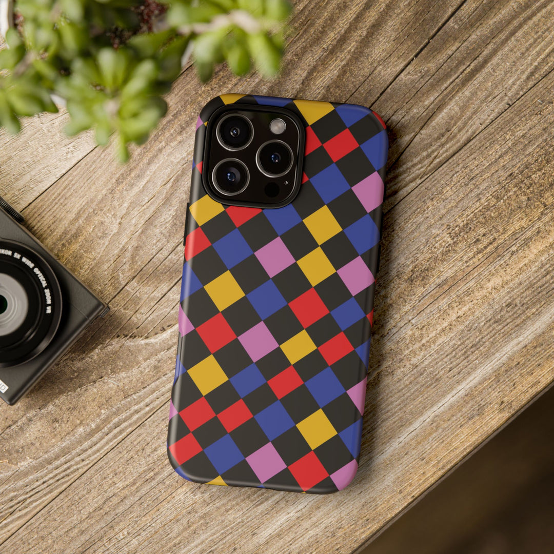 Aesthetic Tough Colorful Checkerboard Phone Case Premium - For iPhone 17 Pro Max iPhone 16 Pro iPhone 15 Iphone 14 Plus 13 Pro 12 11 10 XR - Studio40ParkLane